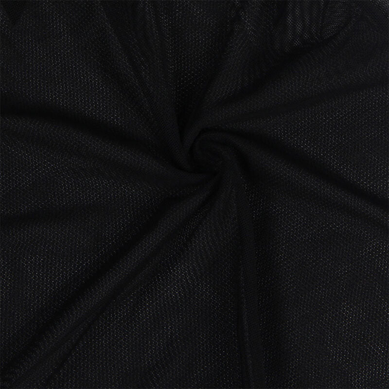 BABYDOLL TULLE FABRIC WITH LACE AND FLOWER DETAIL BLACK