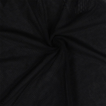 BABYDOLL TULLE FABRIC WITH LACE AND FLOWER DETAIL BLACK