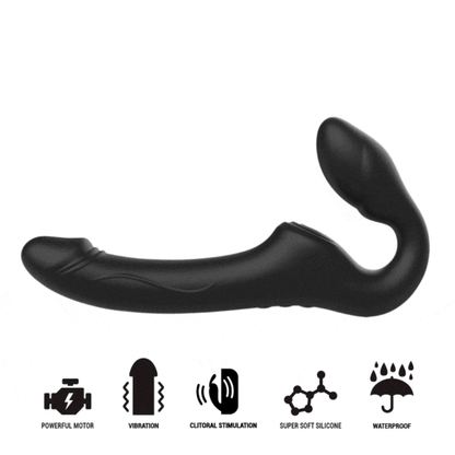 STRAPLESS VIBRATOR WITH REMOTE CONTROL PUSH BUTTON